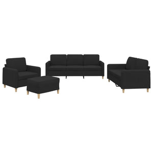 Ensemble de canapés 4 pcs avec coussins Noir Tissu