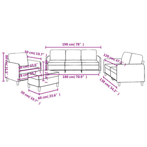 Ensemble de canapés 4 pcs avec coussins Jaune clair Tissu