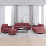 Ensemble de canapés 4 pcs avec coussins Rouge bordeaux Tissu