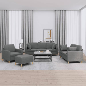 Ensemble de canapés 4 pcs coussins gris foncé tissu