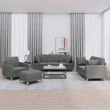 Ensemble de canapés 4 pcs coussins gris foncé tissu