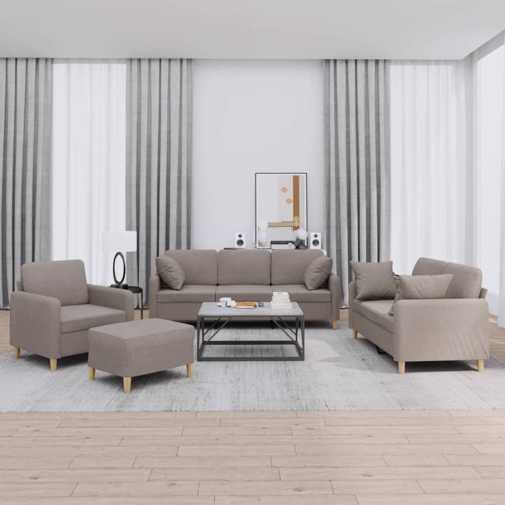 Ensemble de canapés 4 pcs avec coussins taupe tissu