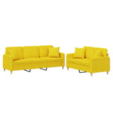 Ensemble de canapés 2 pcs avec coussins jaune clair tissu
