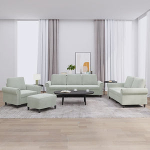 Ensemble de canapés 4 pcs avec coussins Gris clair Velours