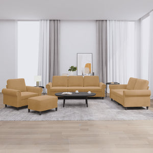 Ensemble de canapés 4 pcs avec coussins Marron Velours