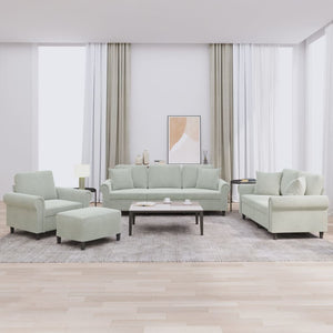 Ensemble de canapés 4 pcs avec coussins gris clair velours