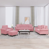 Ensemble de canapés 4 pcs avec coussins rose velours