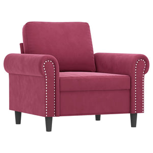 Ensemble de canapés 4 pcs avec coussins rouge bordeaux velours