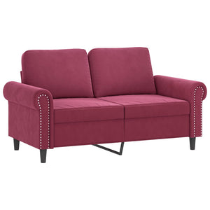 Ensemble de canapés 4 pcs avec coussins rouge bordeaux velours