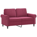Ensemble de canapés 4 pcs avec coussins rouge bordeaux velours