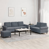 Ensemble de canapés 3 pcs avec coussins Gris foncé Velours