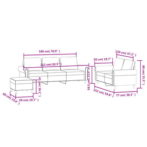 Ensemble de canapés 3 pcs avec coussins Marron Velours