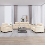 Ensemble de canapés 3 pcs avec coussins beige tissu microfibre