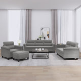 Ensemble de canapés 4 pcs coussins gris foncé tissu microfibre