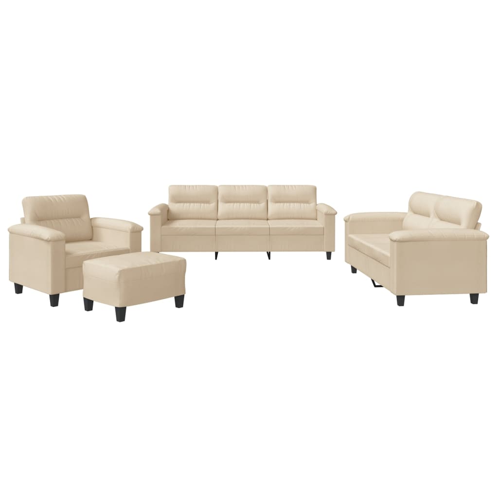 Ensemble de canapés 4 pcs avec coussins crème tissu microfibre