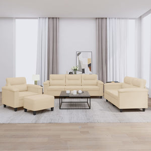 Ensemble de canapés 4 pcs avec coussins crème tissu microfibre