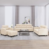 Ensemble de canapés 4 pcs avec coussins beige tissu microfibre