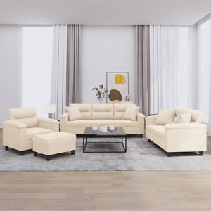 Ensemble de canapés 4 pcs avec coussins Beige Tissu microfibre