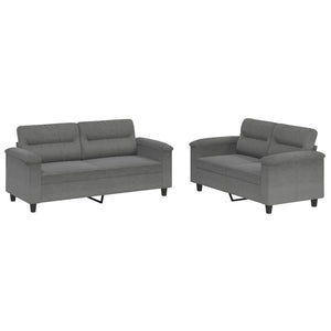 Ensemble de canapés 2 pcs coussins gris foncé tissu microfibre