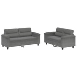 Ensemble de canapés 2 pcs coussins gris foncé tissu microfibre
