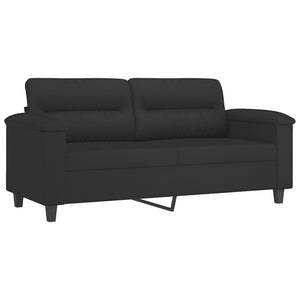 Ensemble de canapés 2 pcs avec coussins Noir Tissu microfibre