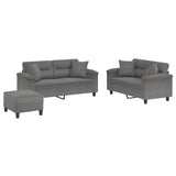 Ensemble de canapés 3 pcs coussins Gris foncé Tissu microfibre