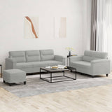 Ensemble de canapés 3 pcs coussins gris clair tissu microfibre