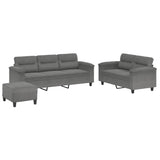 Ensemble de canapés 3 pcs coussins gris foncé tissu microfibre