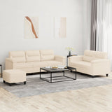 Ensemble de canapés 3 pcs avec coussins beige tissu microfibre