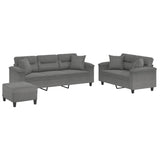 Ensemble de canapés 3 pcs coussins Gris foncé Tissu microfibre