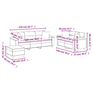 Ensemble de canapés 3 pcs coussins Gris foncé Tissu microfibre