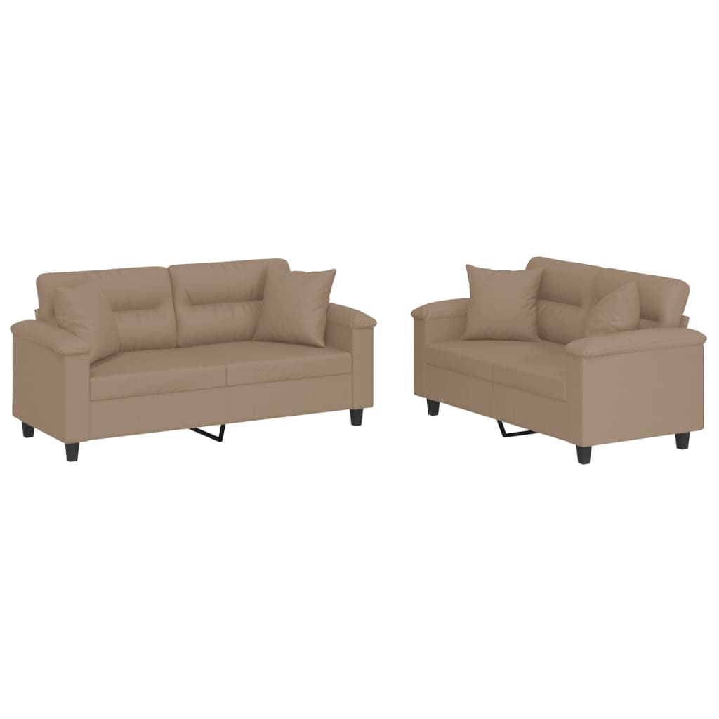 Ensemble de canapés 2 pcs avec coussins cappuccino similicuir