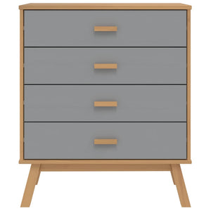 Armoire à tiroirs OLDEN gris et marron bois de pin solide