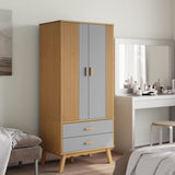 Garde-robe OLDEN gris et marron 76,5x53x172 cm bois massif pin