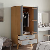 Garde-robe OLDEN gris et marron 76,5x53x172 cm bois massif pin
