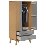 Garde-robe OLDEN gris et marron 76,5x53x172 cm bois massif pin
