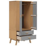 Garde-robe OLDEN gris et marron 76,5x53x172 cm bois massif pin