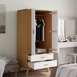Garde-robe OLDEN blanc et marron 76,5x53x172 cm bois massif pin
