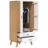 Garde-robe OLDEN blanc et marron 76,5x53x172 cm bois massif pin