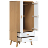 Garde-robe OLDEN blanc et marron 76,5x53x172 cm bois massif pin
