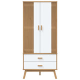 Garde-robe OLDEN blanc et marron 76,5x53x172 cm bois massif pin