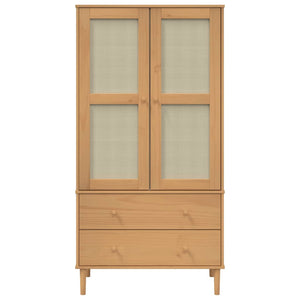 Garde-robe SENJA aspect rotin marron bois massif de pin