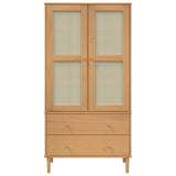 Garde-robe SENJA aspect rotin marron bois massif de pin