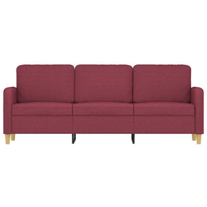 Canapé à 3 places Rouge bordeaux 180 cm Tissu