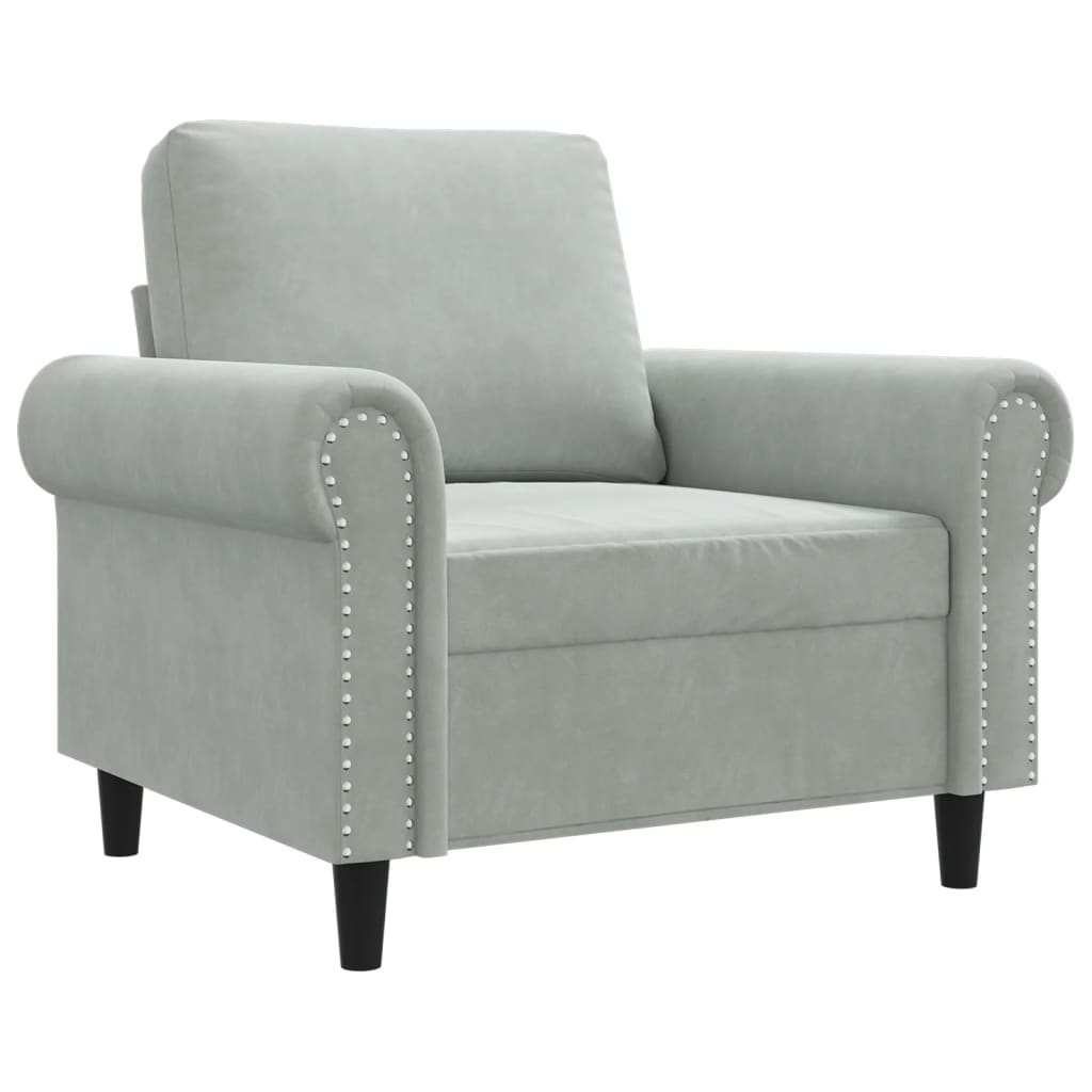 Fauteuil Gris clair 60 cm Velours