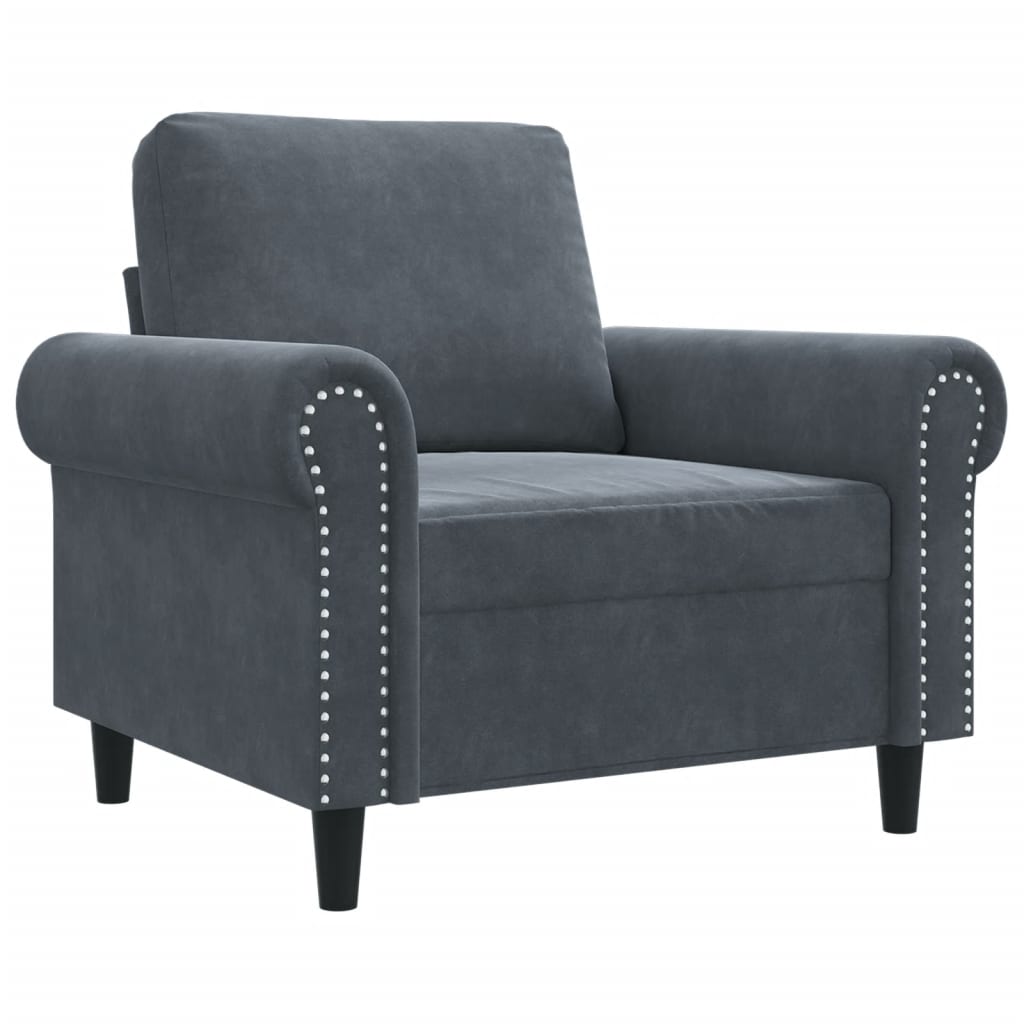 Fauteuil Gris foncé 60 cm Velours