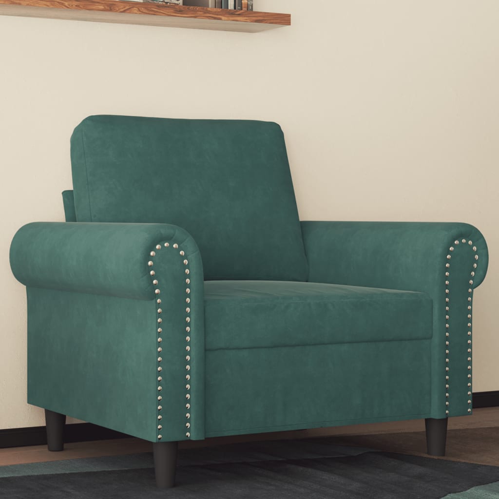 Fauteuil Vert foncé 60 cm Velours