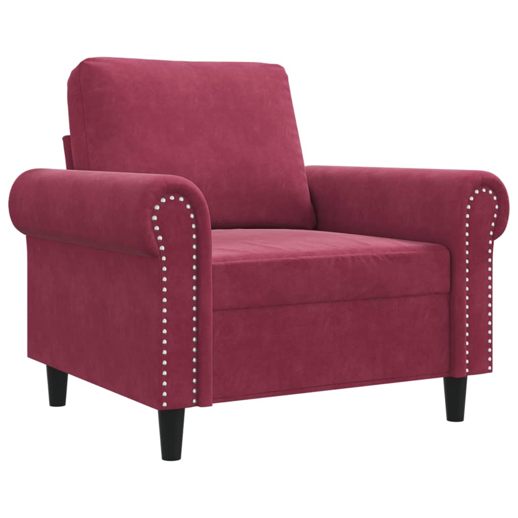 Fauteuil Rouge bordeaux 60 cm Velours
