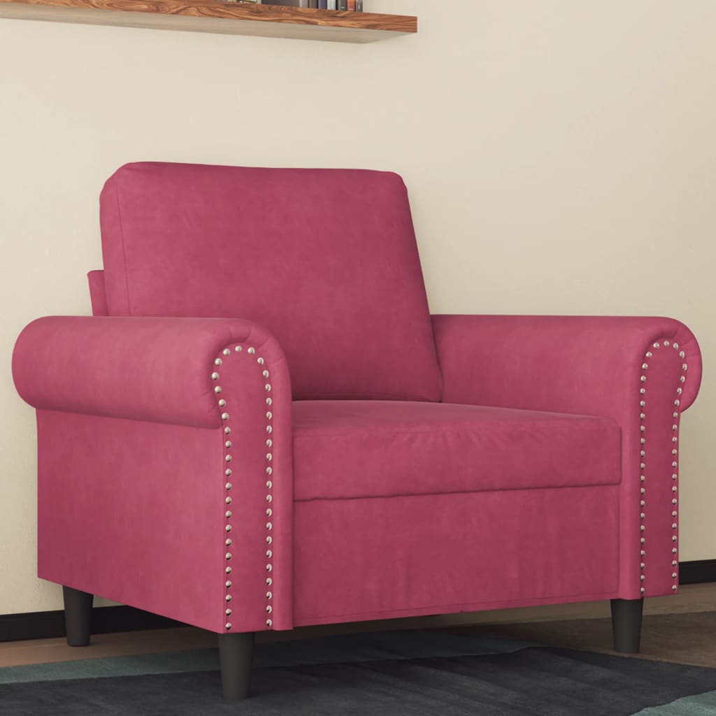 Fauteuil Rouge bordeaux 60 cm Velours