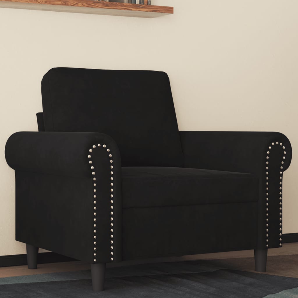Fauteuil Noir 60 cm Velours